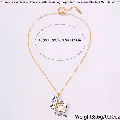 My Little Star Book Pendant Necklace for Daughter Openable Pages Engraved Letter Stainless Steel Necklace for Birthday Gift